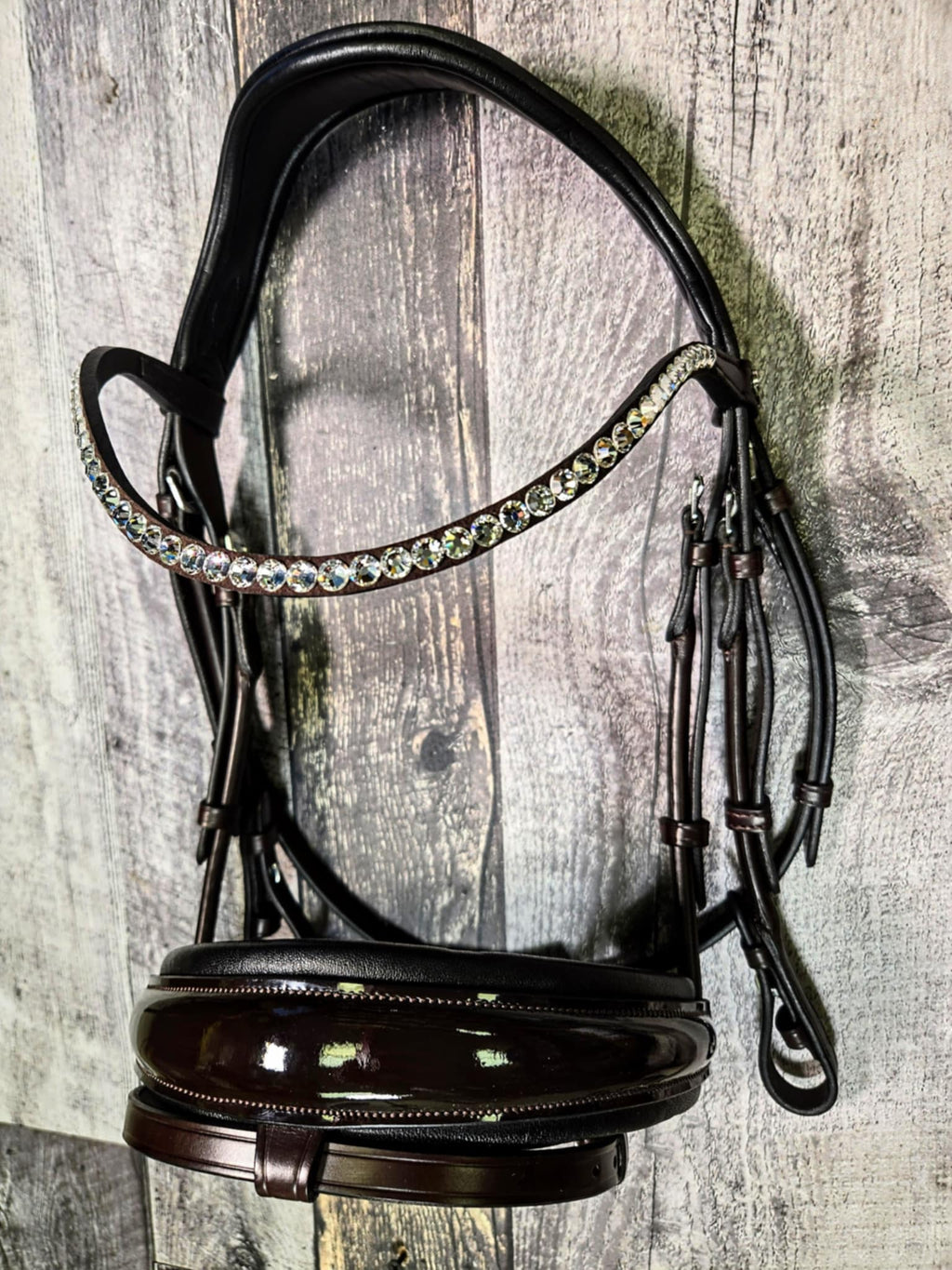 Limited Edition Mahogany Patent/ Everclear Snaffle – Solo Equine Inc