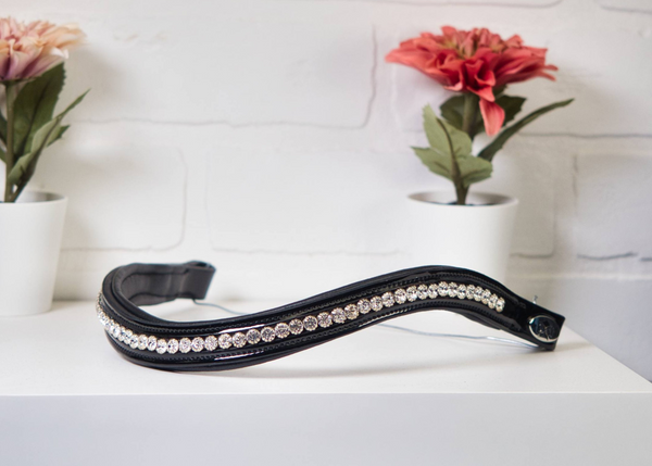 Italian Patent Browband/White Crystals