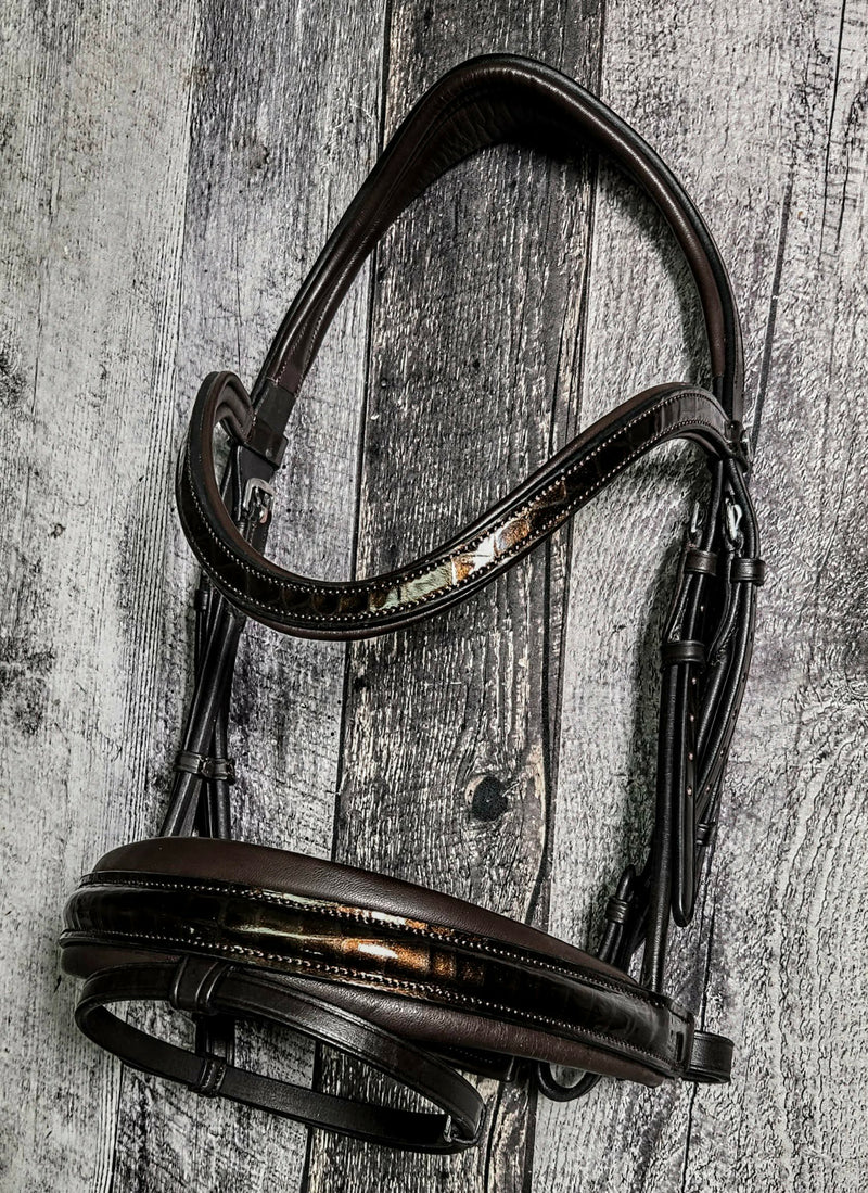 Patent Croco Sienna Snaffle