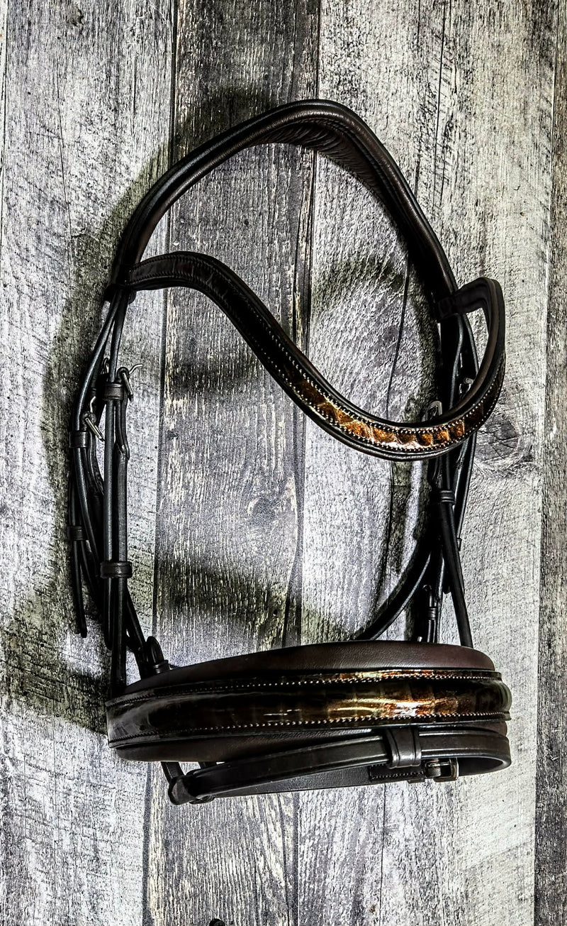 Patent Croco Sienna Snaffle