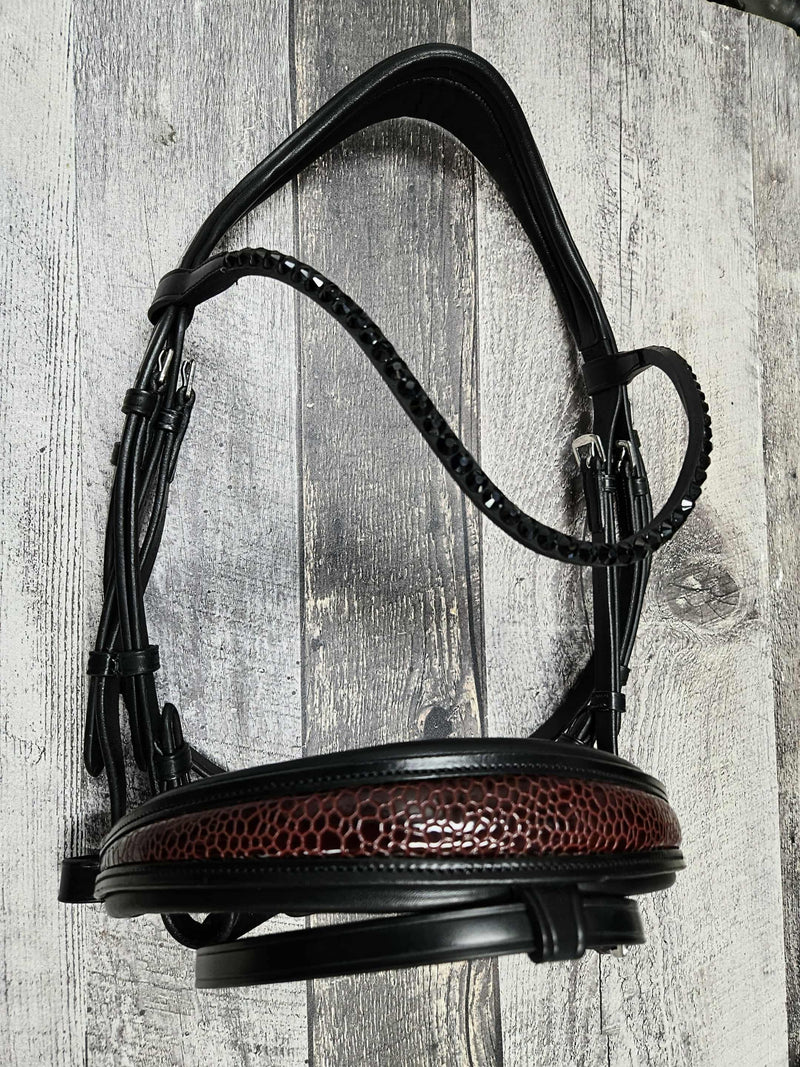 Merlot/ black Croco Snaffle