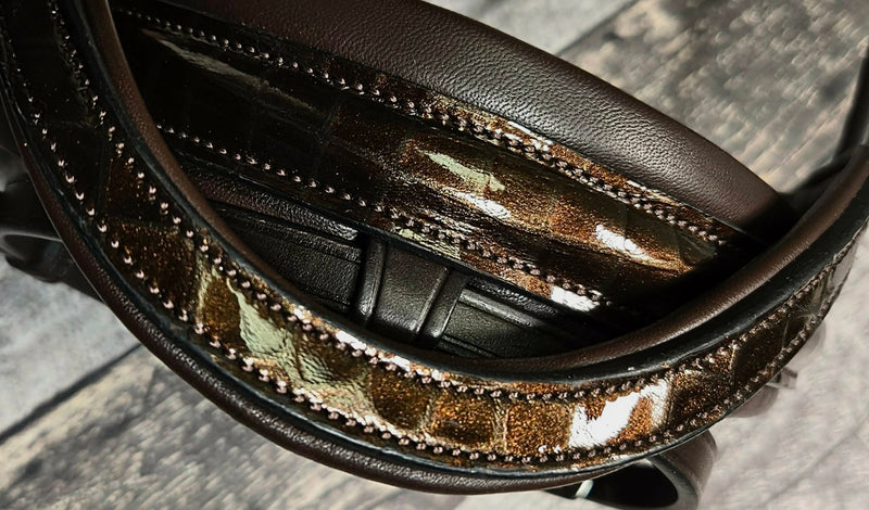 Patent Croco Sienna Snaffle