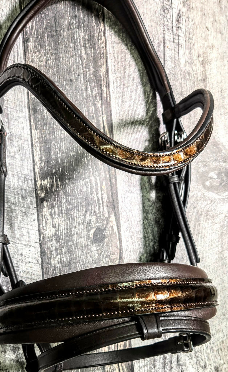 Patent Croco Sienna Snaffle